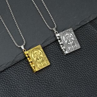 European and American personality fashion books book necklace men's creative retro cross necklace pendant long versatile accessories