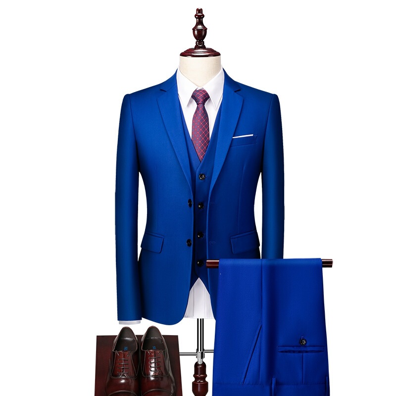 Cross-border men's suit, groomsmen's three-piece suit, solid color slim-fit Korean style business casual fashion trendy men's clothing Cross-border men's suit, groomsmen's three-piece suit, solid color slim-fit Korean style business casual fashion trendy men's clothing