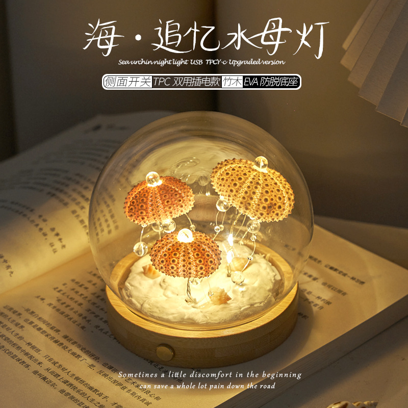 貝海胆ナイトライトガラスカバー完成品 DIY 材料パッケージチームビルディング活動のお供誕生日ギフト装飾品|undefined