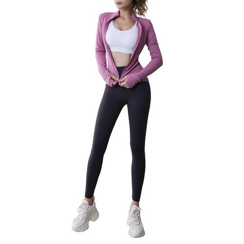 Love Degree Standing Collar Thick Fleece Lined Sports Yoga Jacket Running Zippered Fitness Top Long Sleeve Tight Yoga Clothes for Women