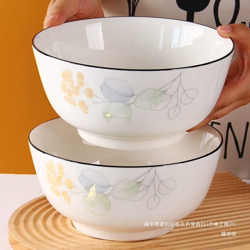 Большая домашняя суповая миска, новая модель, керамика, простой дизайн, углубленная миска для лапши с защитой от ожогов, посуда для взрослых.