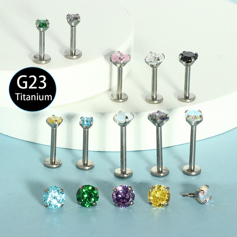 Pointed titanium steel lip stud product view