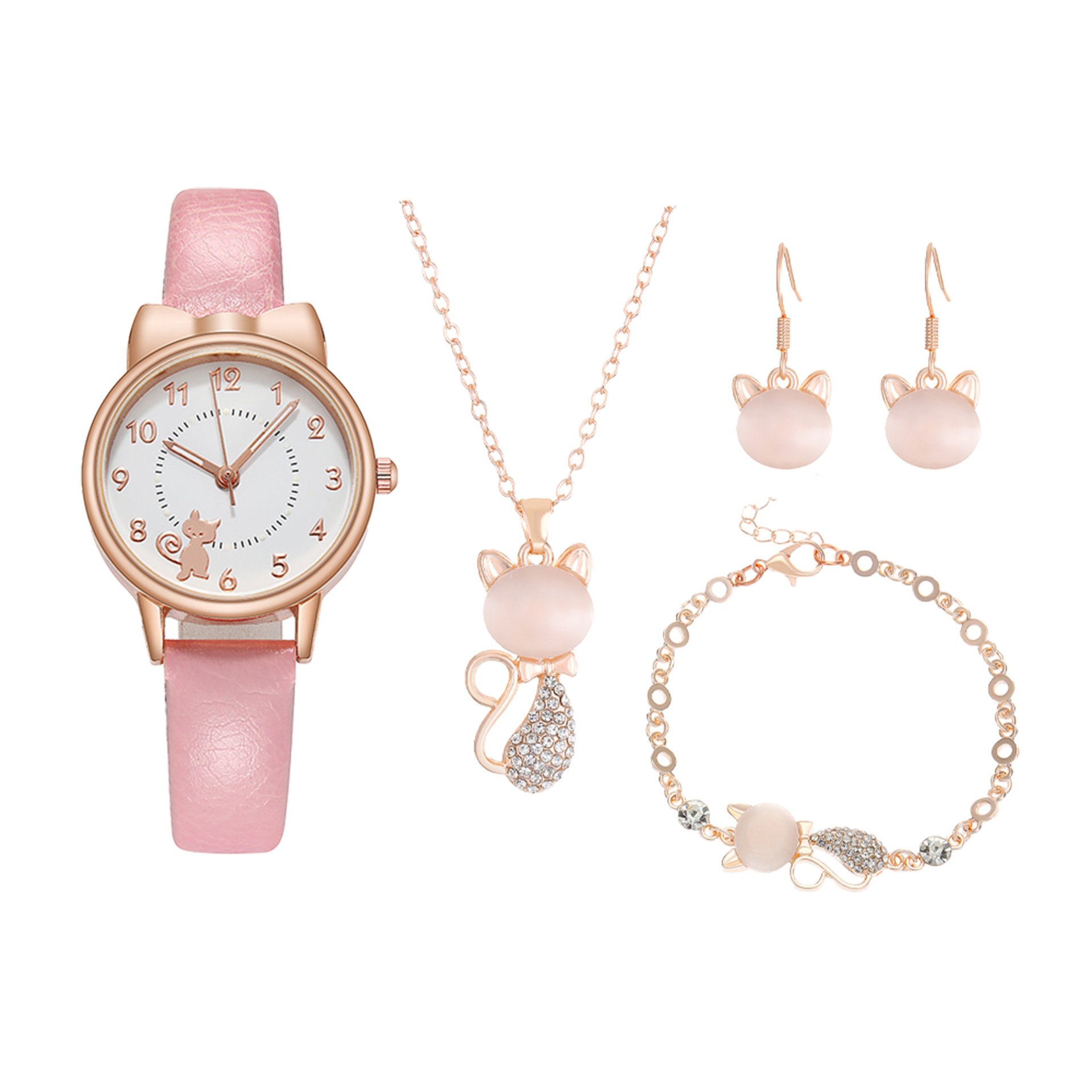 Cat belt cute fashion cat eye watch suit four-piece watch in stock wholesale generation