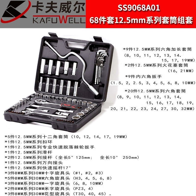 Set, wrench, gloves, universal tubular collar, box