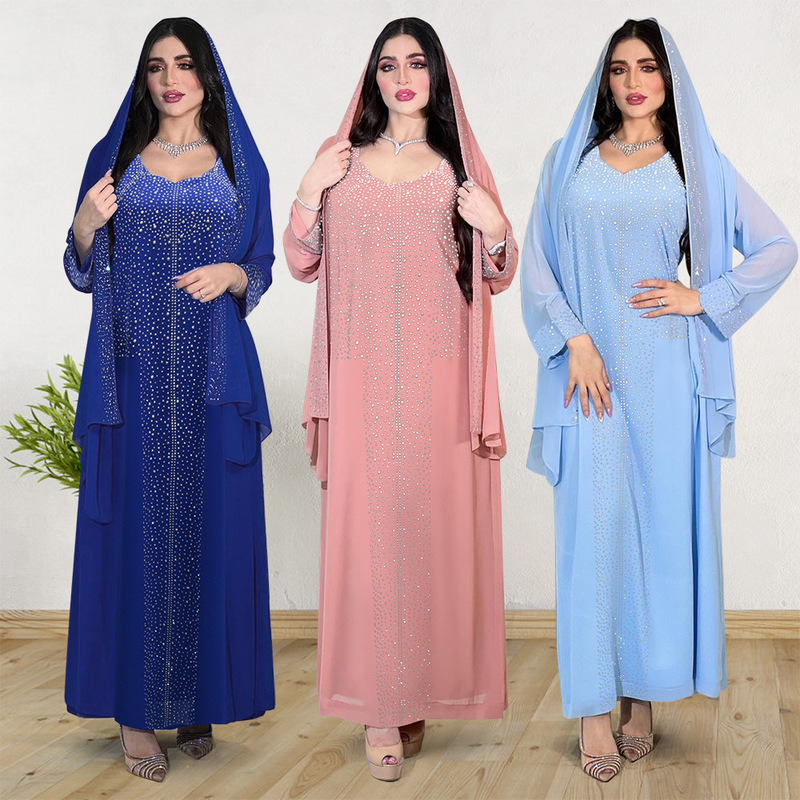 Xqy500198 Cross-Border Rhinestone Chiffon Robe Evening Gown Sparkling Dress Xqy500198 Cross-Border Rhinestone Chiffon Robe Evening Gown Sparkling Dress