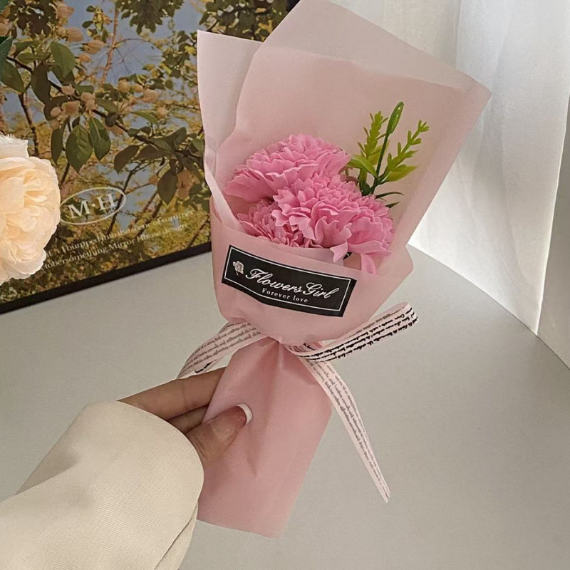Flor artificial, clavel, ramo único, flor de jabón, venta al por mayor, regalos del día de la madre, promoción de la tienda, promoción de productos transfronterizos