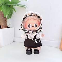 仅衣服] 一二三代Labubu衣服挂件拉布布娃衣坐坐绿雏菊头巾套装萌