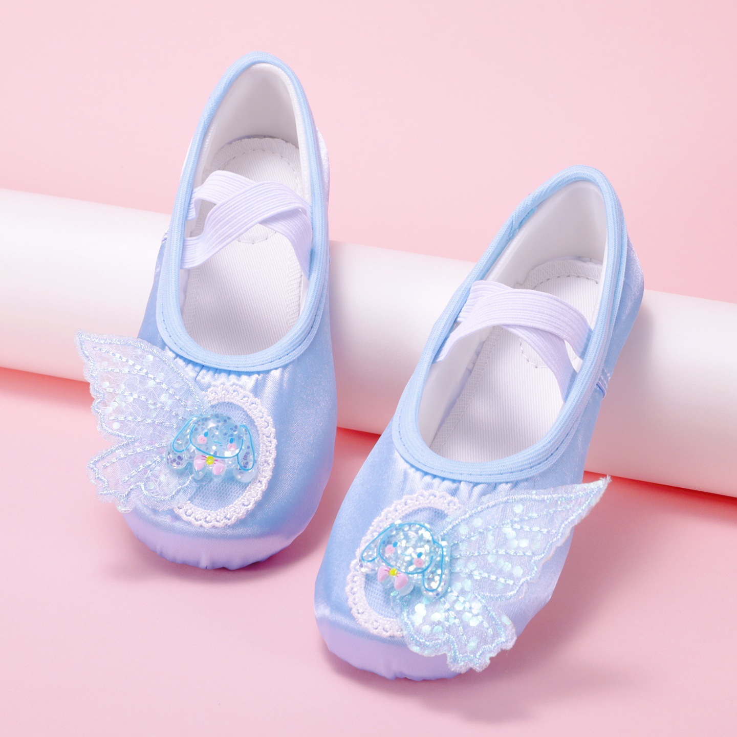 Cute Kidsren's Dance Shoes Satin Blue Ballet Dance Shoes Kindergarten Performance Cat Claw Shoes 8135