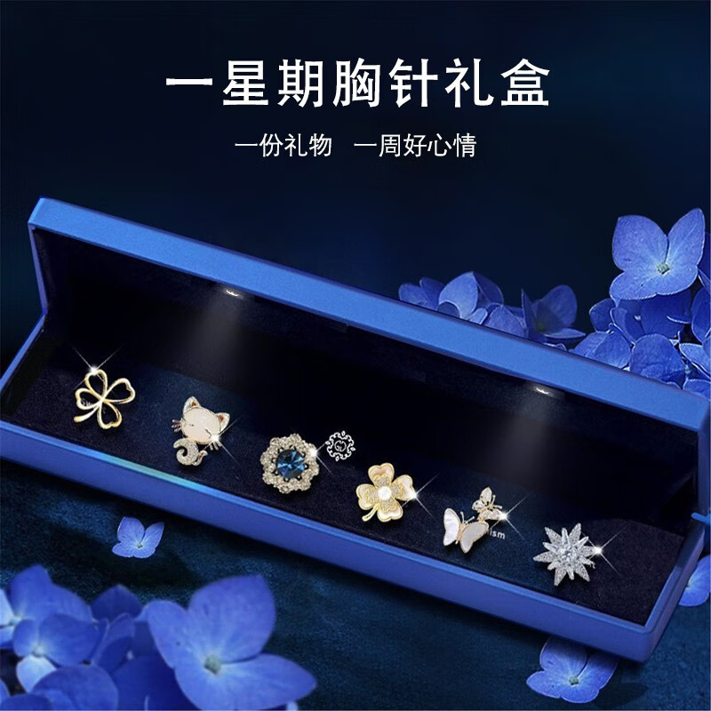 Brooch Set with a High-End, Light Luxury Feel, Vintage High-End Brooches for a Week's Worth of Wear, Birthday and Valentine's Day Gift for Girlfriend