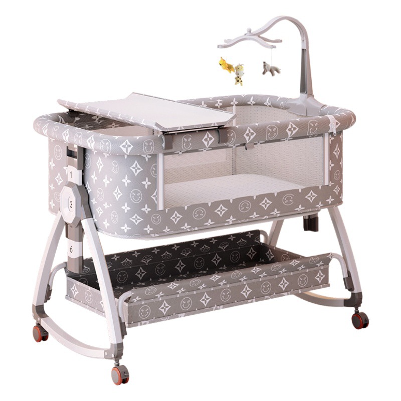 Portátil portátil cuna plegable ajuste de altura costura Cama grande cuna cama BB cama anti-desbordamiento leche