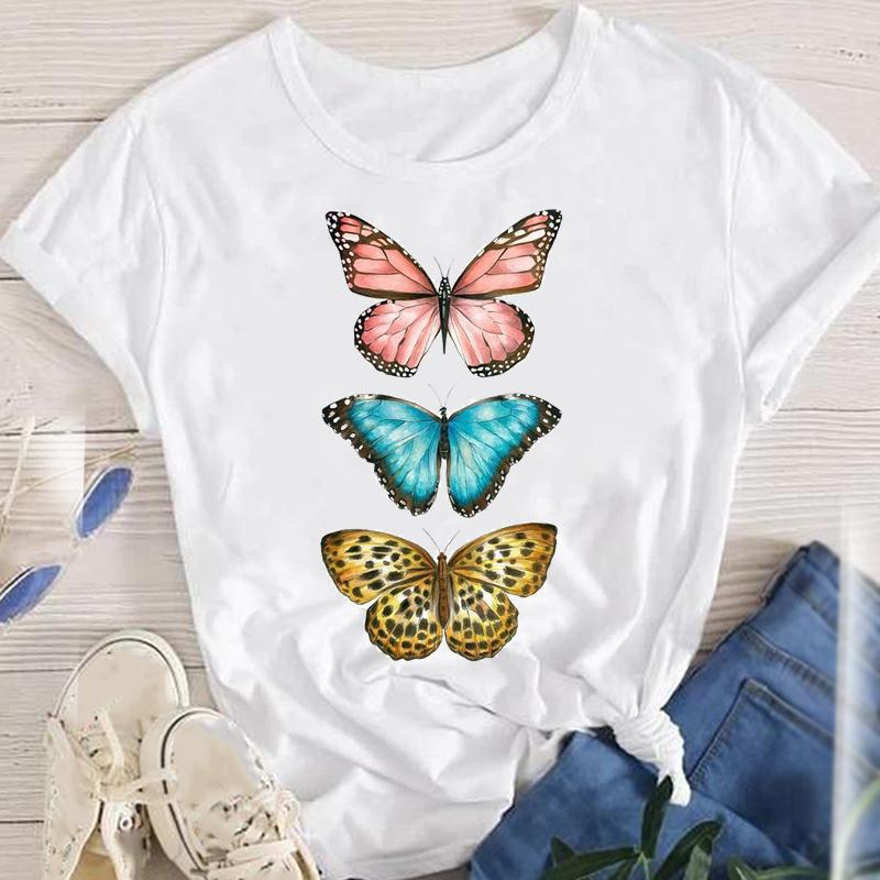114g Weight Short Sleeve Sleeve Length Pullovers Placket Type Regular Sleeve Sleeve Type Polyester Fabric Type Regular Top Length T-shirt Tops Type Daily Occasion Round Neck Neckline Breathable Function Regular Fit Fit Type Flower Pattern Summer, Spring, Autumn Season Women'S Gender Printing Design Fashion Style Wholesale Women'S Fashion Flower Short Sleeve Printing T-Shirts 22