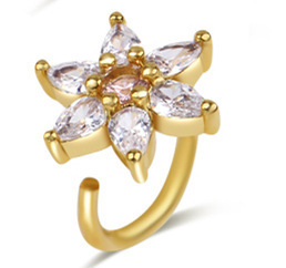 1 Pieza Anillos En La Nariz Estilo IG Brillante Geométrico Flor Mariposa Cobre Embutido Circón Anillos En La Nariz display picture 8