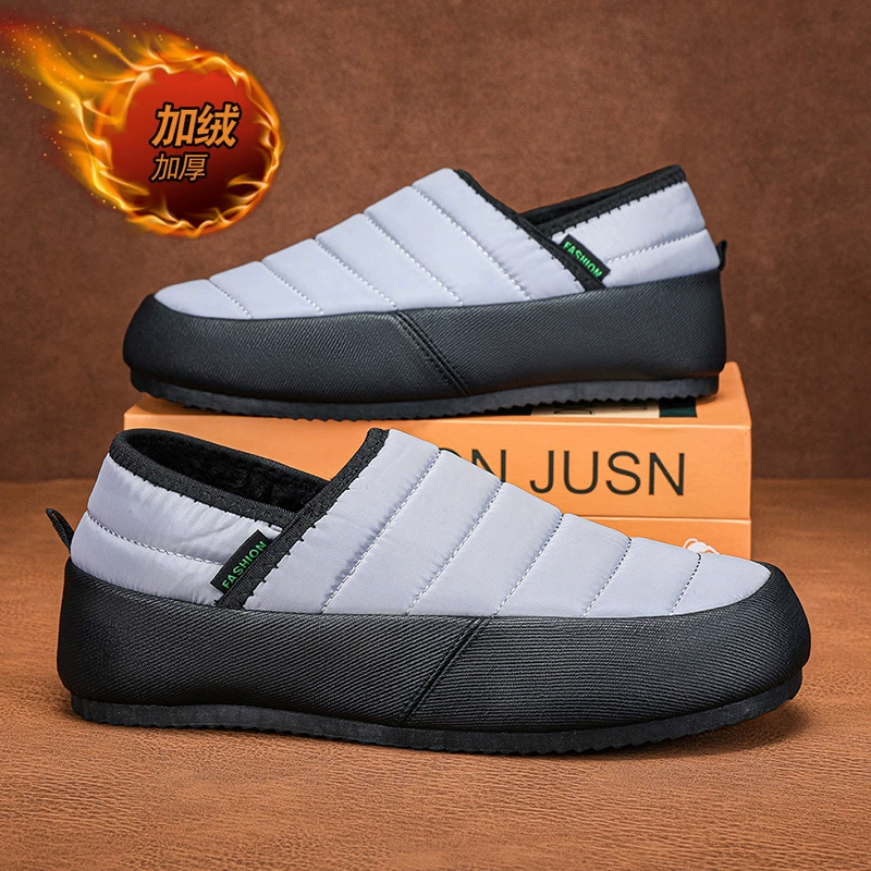 Теплая обувь без шнуровки на хлопковой подкладке, зимняя утолщенная обувь на флисовой подкладке для дома и улицы, двусторонняя повседневная обувь, мужская обувь xuheng