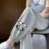 Three pandas thin gray trousers