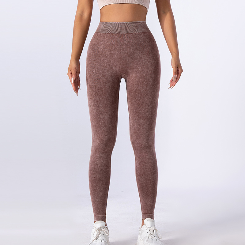 Nuevos pantalones de yoga TIKTOK lavado sin costuras en V cintura alta elástico ejercicio yoga fitness pantalones ajustados pantalones de yoga