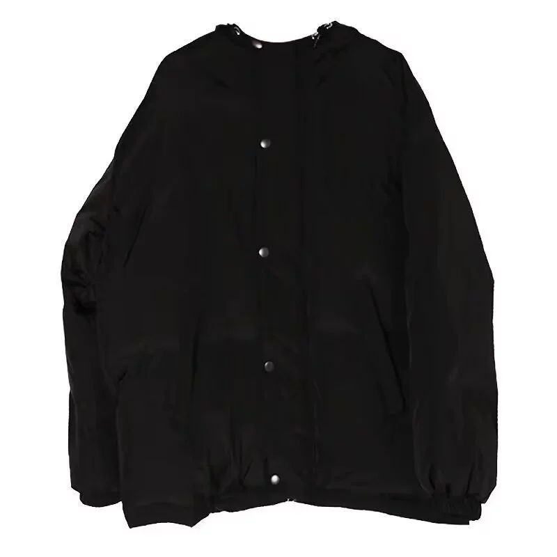 Winter travel trend down jacket with hood, oversize