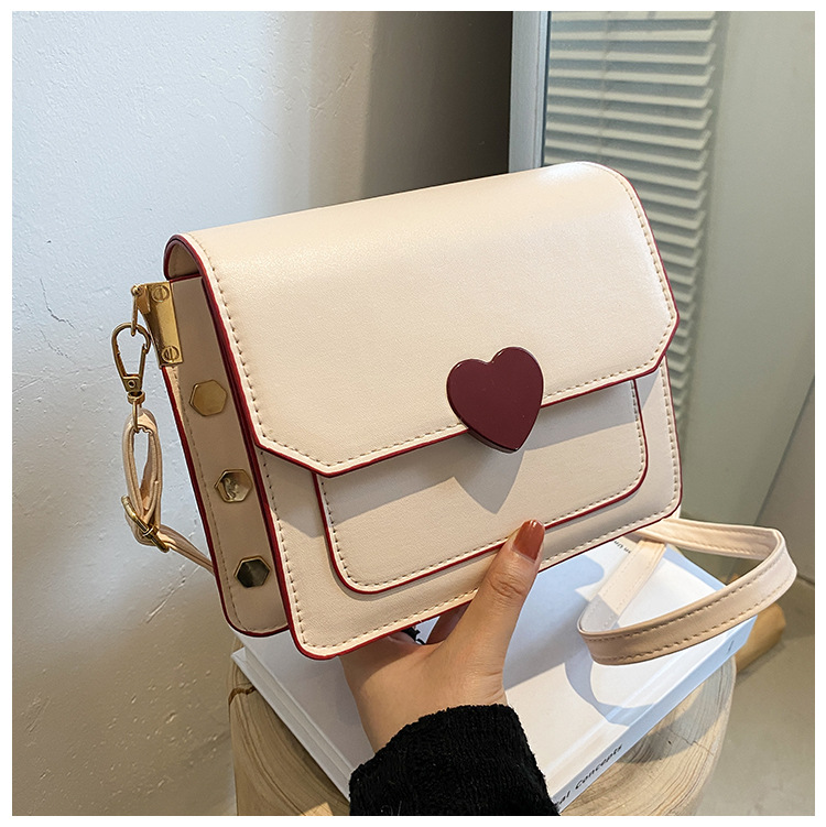 448g Weight Magnetic Buckle Closure Type Single Shoulder Strap Strap Type Crossbody Bag Bags Type Shopping Occasion Pu Leather Material Solid Color Pattern All Seasons Season Women's Gender Streetwear Style Square Shape Medium Size Women's Medium Pu Leather Heart Shape Solid Color Streetwear Square Magnetic Buckle Crossbody Bag 22