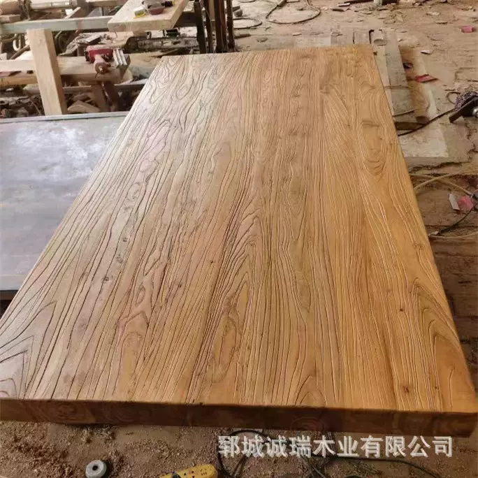 复古吧台大板桌风化茶桌面板整张板材实木茶台茶几老榆木旧门板