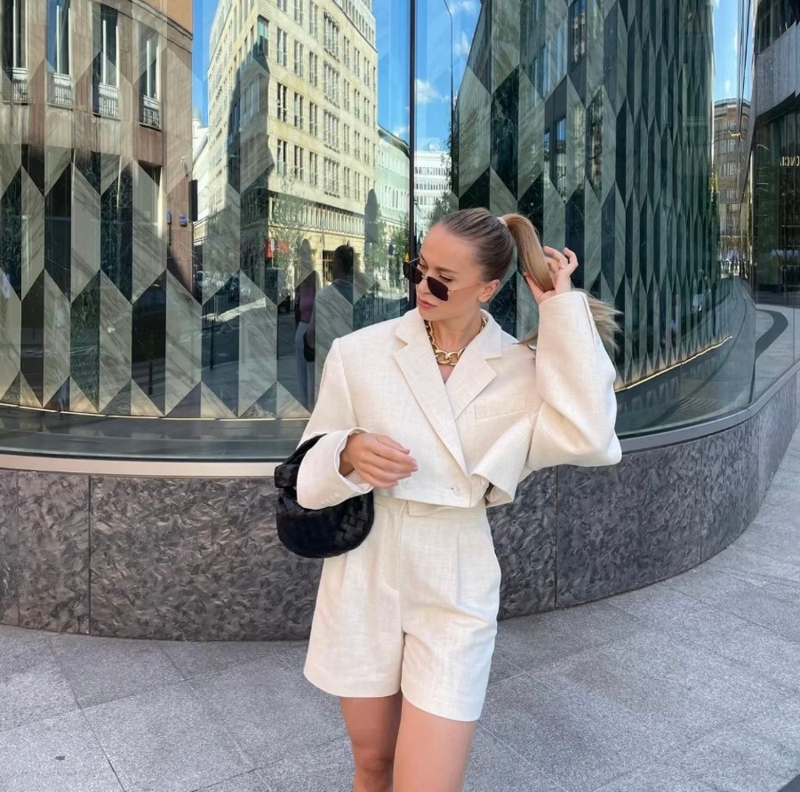 GraceChic 2022 Autumn New European And American Women's Fashion Long Sleeve Blazer High Waist Short Sexy Hot Girl Outfit Wholesale_voghion.com