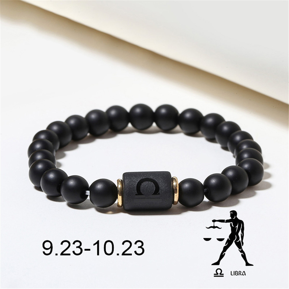 Wholesale Jewelry 12 Constellation Pattern Black Frosted Agate Beaded Bracelet Nihaojewelry display picture 5