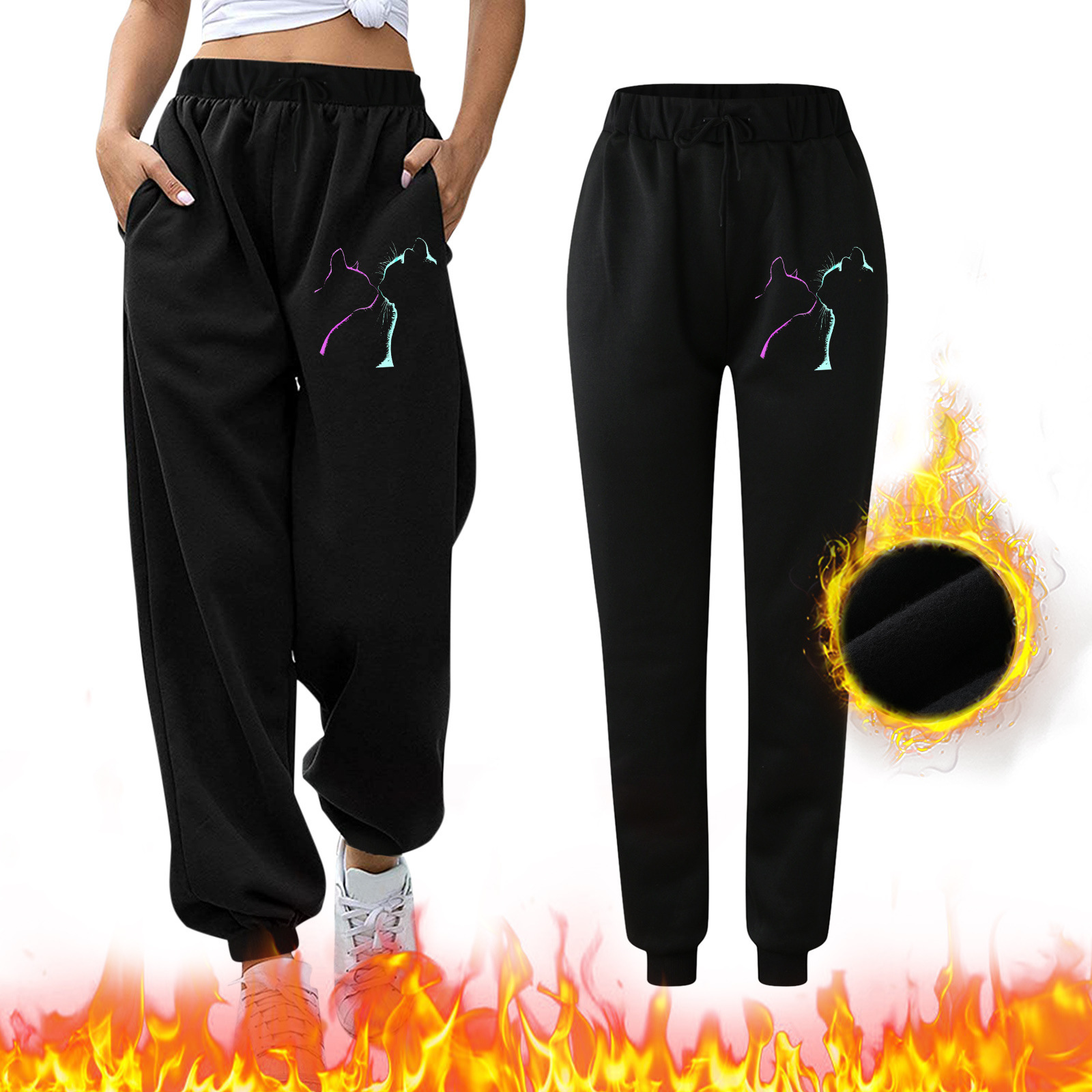 Europa y América, además de terciopelo engrosado pantalones de chándal 2023 transfronterizo de comercio exterior AliExpress Amazon deseo más tamaño sueltos pantalones de cintura alta image 9