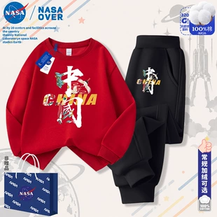 Комплект для детей NASA с журавлями худи и брюки на флисе осень-зима