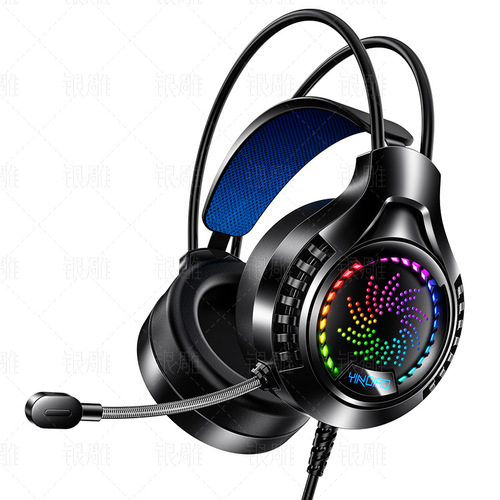 Silver Eagle Q7 head-mounted computer headset wired luminous 7.1 audio-visual USB gaming headset cross-border private model Amazon