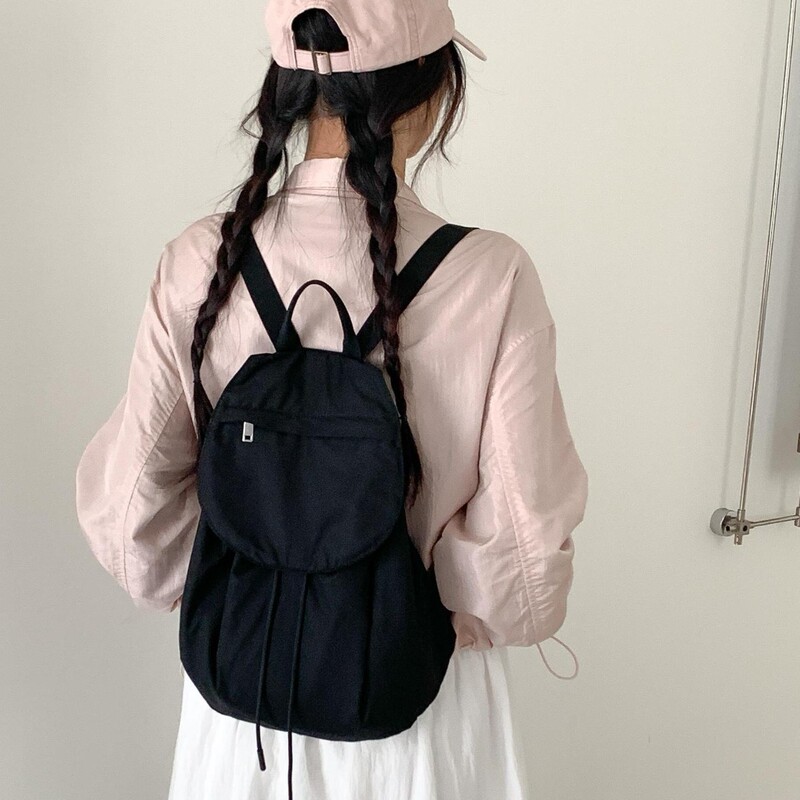 韩系新款波点双肩包女潮流休闲通勤书包大容量翻盖式棉布双肩背包|undefined