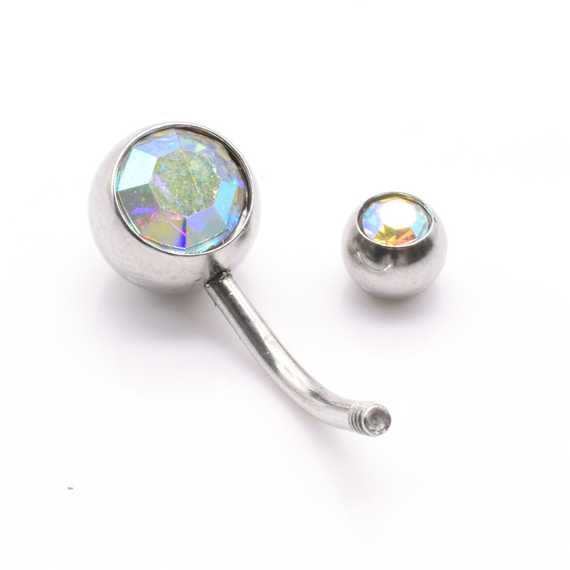 クロスボーダー臍飾り平頭粘ドリルステンレス臍環人体穿刺アクセサリーカラー水ドリルは臍釘をはめ込みます。