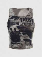 I 26253 Dark graffiti print tank top ����Ϳѻ���ֱ���