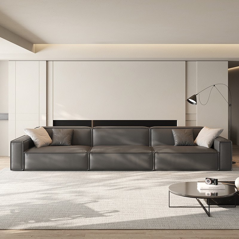 Nuevo sofá de cuero de lujo ligero italiano grande y pequeño apartamento sala de estar primera capa americana moderna función eléctrica sofá de doble uso