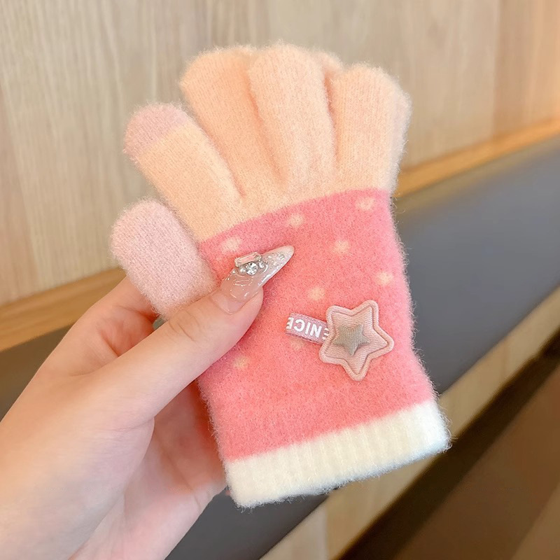 Niños guantes de punto dedos niños niñas bebés guantes de calentamiento de cinco dedos niños invierno