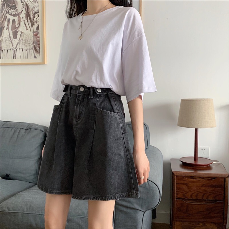 High-Waisted Straight-Leg Women's Summer Thin Denim Shorts A-Line New Loose Dad Wide-Leg 2024 Hot Pants