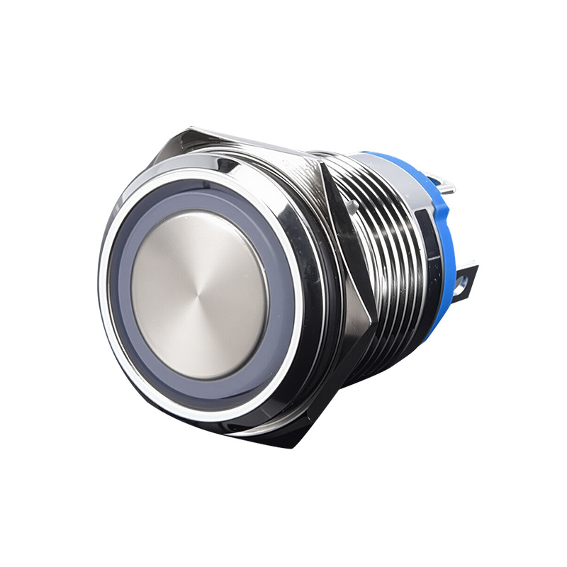 金属按钮开关16/19/22mm短款防水带灯自锁位LED金属开关四脚