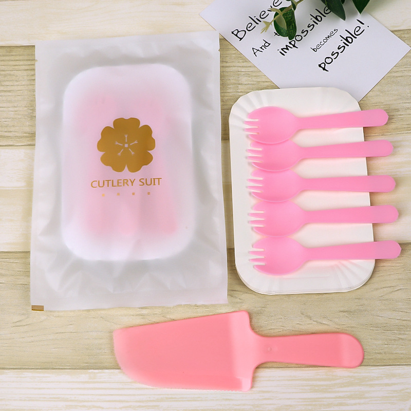 로즈 레드 핑크 가방 5세트 포크와 나이프 50세트