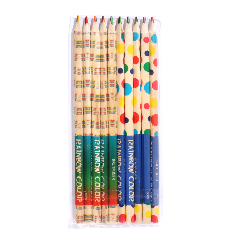 1 Set Color Block Class Learning Daily Wood Cute Pencil display picture 5