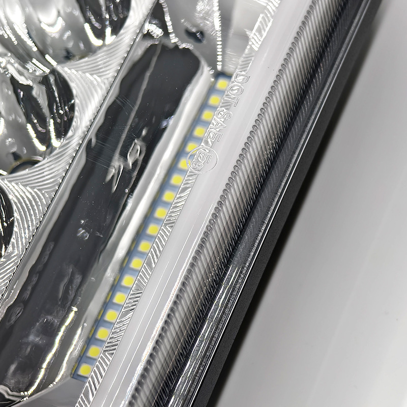 7-Inch 45W Square Headlight Modified with Led Daytime Running Lights, 5-Bead Square Light, Dual-Light Strong Light, High Brightness, High Power