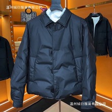 秋冬季男士新款时尚百搭棉服小众翻领纯色简约潮流保暖宽松外套男