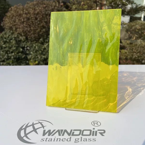 Transparent yellow colored glass water pattern glass art inlaid glass [160F]]