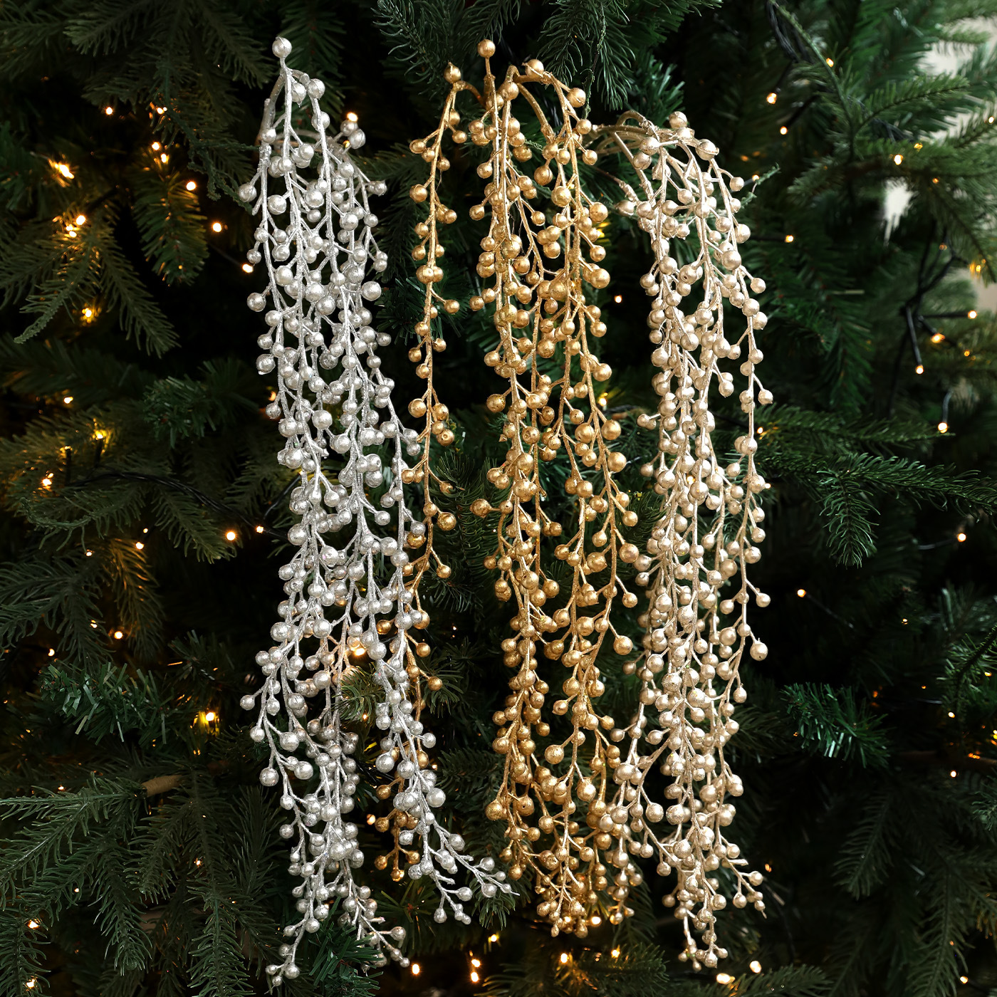 Nuevo polvo pegajoso flor de imitación fruta rama de sauce ramas de perlas de árbol de Navidad guirnaldas de caña artículos decorativos