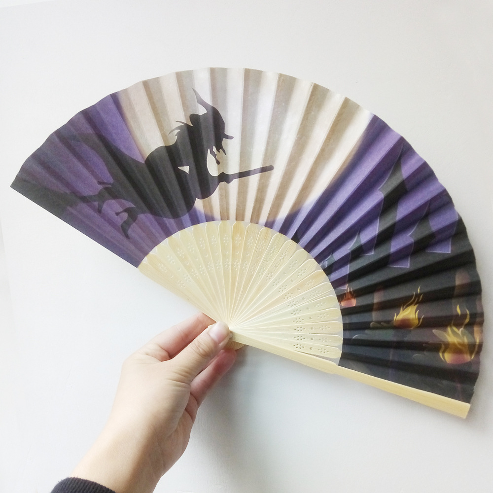 Decoración de Halloween Fan de papel calabaza elementos esqueleto Fan de papel Fantasma Halloween accesorios Fan para imprimir