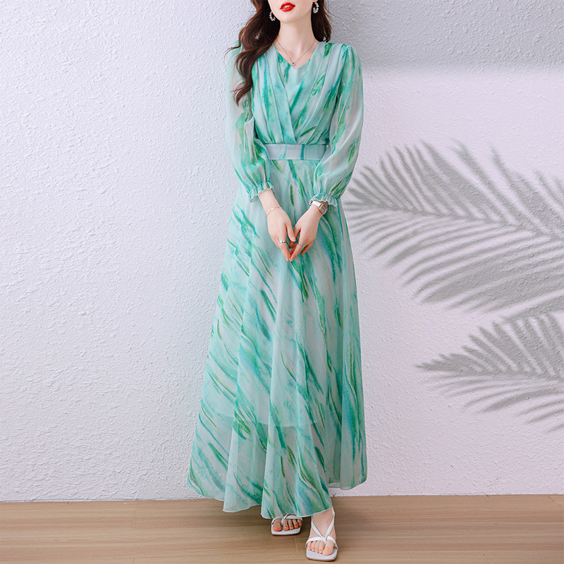 Women's Summer Tall Chiffon To Ankle Temperament Maxi Floor-Length Dress_ecoleips.com
