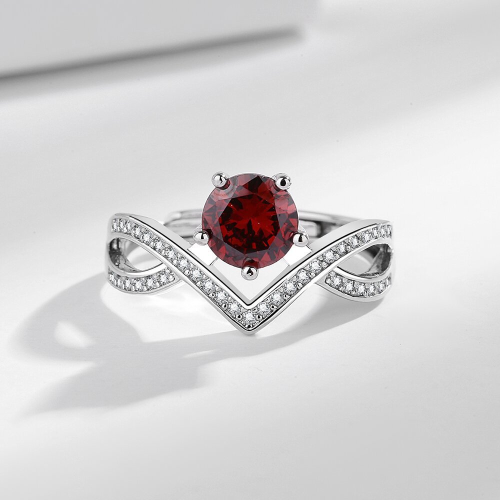 Tiktok live broadcast popular full diamond Coronation for Love 1 karat pomegranate red diamond six-claw zircon diamond ring wedding ring for women