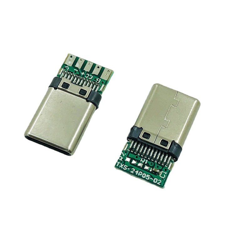 Type-C welding wire male TPC data with PCB board riveted 24 full Pin fast charging plug connector