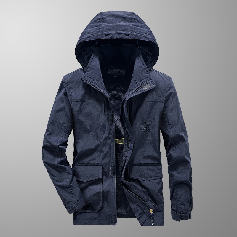 Chaqueta al aire libre transfronteriza para hombres primavera y otoño secado rápido a prueba de viento tamaño grande suelto delgado comercio exterior carga chaqueta de trabajo casual para hombres