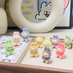 [Ready Stock] Labubu Flocking Sitting Party DIY Handmade Cream Glue Mobile Phone Case Micro Landscape Doll House Tree