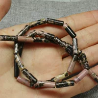 Природный камень черный провод дракон 4x13mm цилиндрический кристалл круглая трубка разбросанные бусы нефритовый браслет бусы ювелирные изделия ручной работы