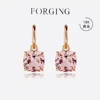 Серьги из чистого 18-каратного золота, женские модные четыре когтя, инкрустированные порошковым драгоценным камнем Моргана, модные высококачественные серьги с чувством, золотые украшения 22437