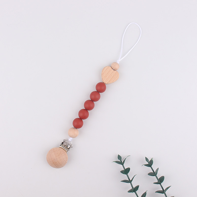 Clip de tetina de tres agujeros redondo de beech para calmar al bebé tetina de silicona de goma de diente anti-caída cadena