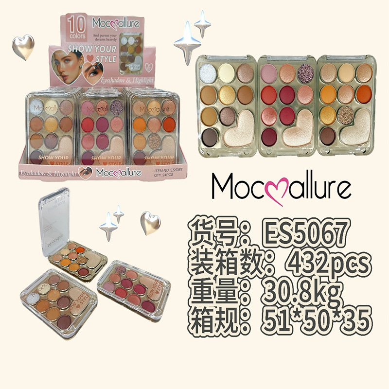Mocoallure nuevo comercio exterior transfronterizo mejora blush nueve colores perla mate oro cebolla polvo fino parpadeante plato de sombra de ojos image 1